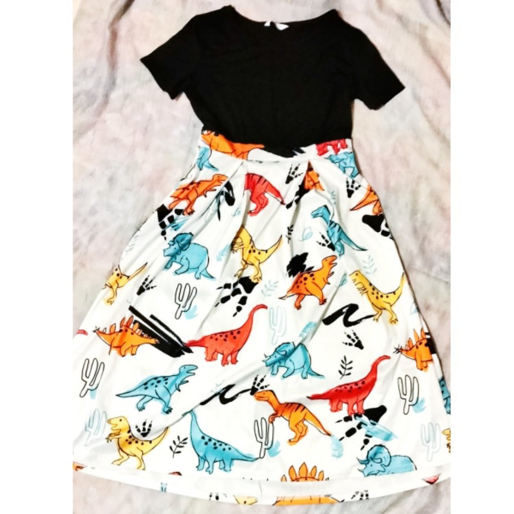 Womens Small Retro Dinosaur Dress